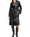 Buy Stylish Women's Black Leather Trench Coat
