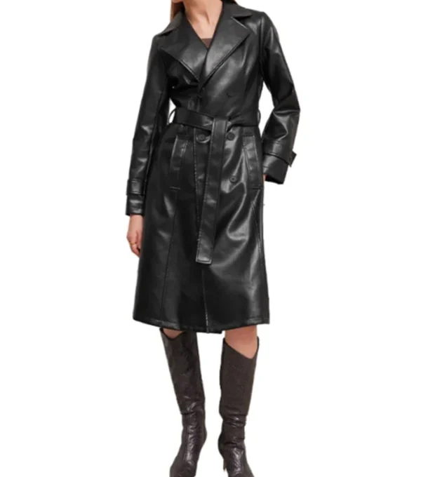 Buy Stylish Women's Black Leather Trench Coat