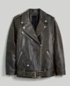 Buy Vintage Distressed Leather Biker Jacket for Women Front