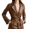Buy Women Brown Leather Trench Coat Classic Style