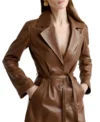 Buy Women Brown Leather Trench Coat Classic Style