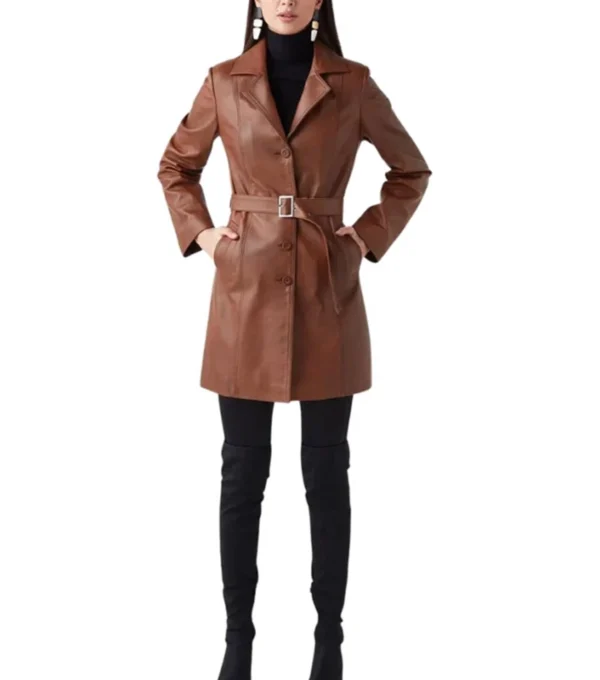 Buy Women’s Brown Leather Trench Coat