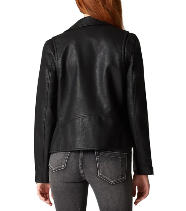 Classic Black Leather Biker Jacket for Women Back