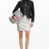 Classic Black Leather Cafe Racer Jacket for Women Front