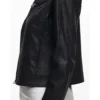 Classic Black Leather Cafe Racer Jacket for Women Side Look
