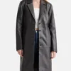Classic Black Leather Trench Coat for Women