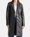 Classic Black Leather Trench Coat for Women