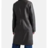 Classic Black Leather Trench Coat for Women Back