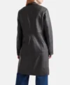 Classic Black Leather Trench Coat for Women Back