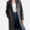 Classic Black Leather Trench Coat for Women on Sale