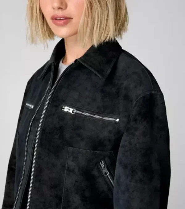 Classic Black Suede Jacket for Women Closer