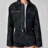 Classic Black Suede Jacket for Women Front