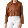 Classic Brown Cropped Leather Jacket