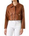 Classic Brown Cropped Leather Jacket