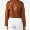 Classic Brown Cropped Leather Jacket Back