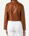Classic Brown Cropped Leather Jacket Back