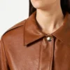 Classic Brown Cropped Leather Jacket Front