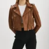 Classic Brown Leather Biker Jacket for Women