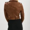 Classic Brown Leather Biker Jacket for Women Back