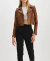 Classic Brown Leather Biker Jacket for Women Sale