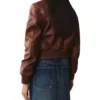 Classic Brown Zip-Up Leather Jacket Back