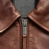 Classic Brown Zip-Up Leather Jacket on Sale