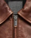 Classic Brown Zip-Up Leather Jacket on Sale