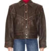 Classic Oversized Brown Leather Jacket