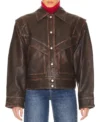 Classic Oversized Brown Leather Jacket
