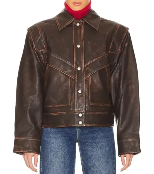 Classic Oversized Brown Leather Jacket