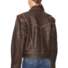 Classic Oversized Brown Leather Jacket Back