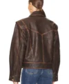 Classic Oversized Brown Leather Jacket Back