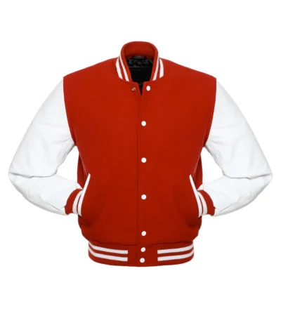Classic Red Varsity Jacket with White Sleeves