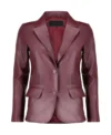 Classic Women’s Burgundy Leather Blazer
