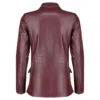 Classic Women’s Burgundy Leather Blazer Back