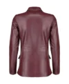 Classic Women’s Burgundy Leather Blazer Back