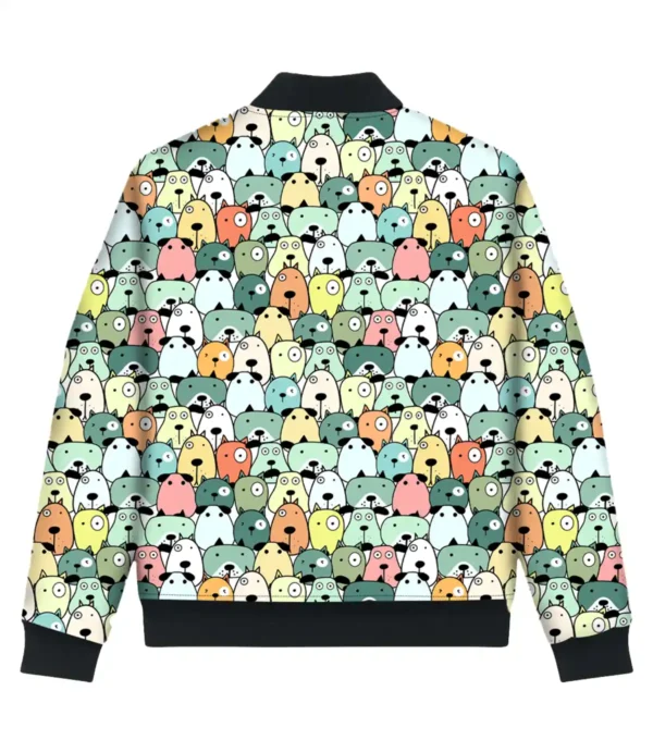 Cute Puppy Party Bomber Jacket Back