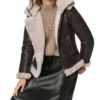 Dark Brown Leather B3 Jacket with Hood Side Look