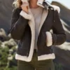 Dark Brown Leather B3 Jacket with Hood on Sale