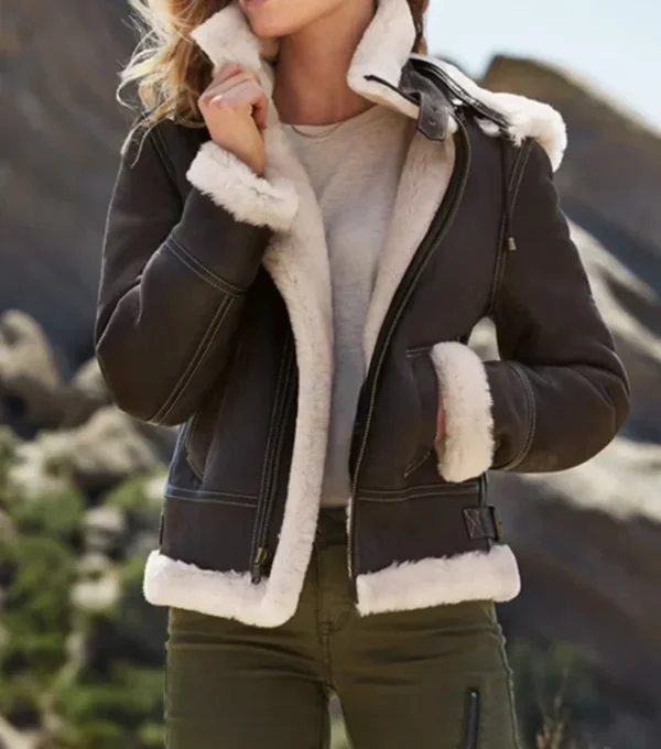 Dark Brown Leather B3 Jacket with Hood on Sale