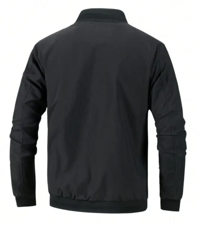 Men Black Bomber Jacket Back