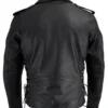 Men Black Leather Biker Jacket with Side Laces Back
