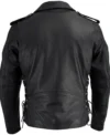 Men Black Leather Biker Jacket with Side Laces Back