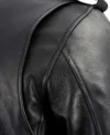 Men Black Leather Biker Jacket with Side Laces Closer