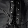 Men Black Leather Biker Jacket with Side Laces Look