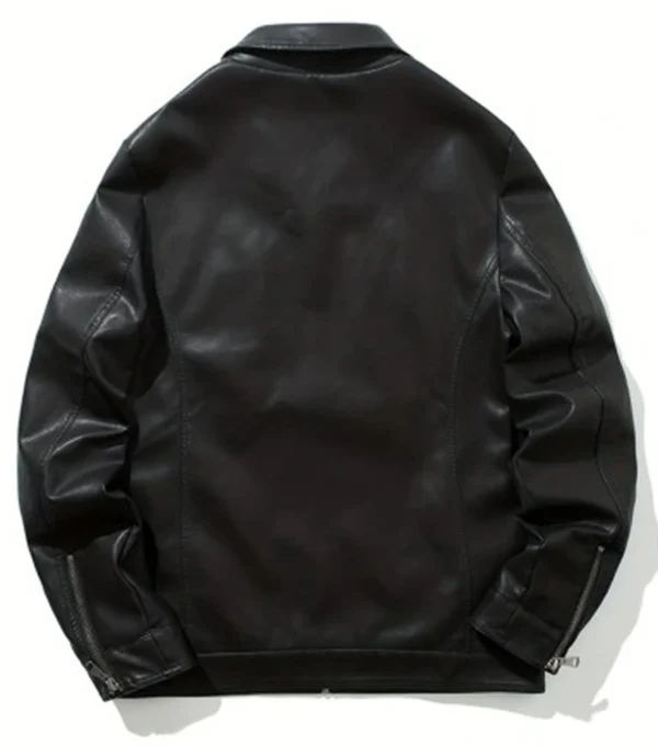 Men's Classic Black Leather Jacket Back