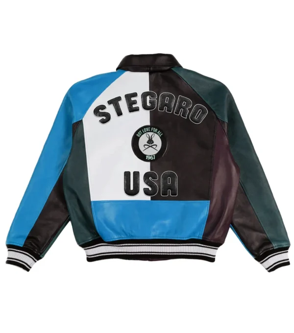 Multicolor Varsity Leather Jacket For Sale