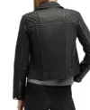 Quilted Shoulder Biker Jacket for Women Back