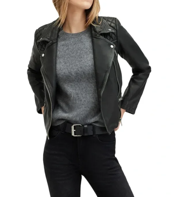 Quilted Shoulder Biker Jacket for Women Sale