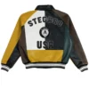 Shop Multicolor Varsity Leather Jacket